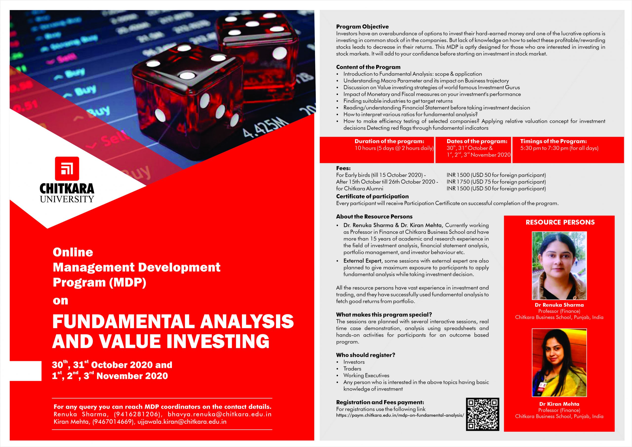 Online Management Development Program on Fundamental Analysis and Value Investing.
