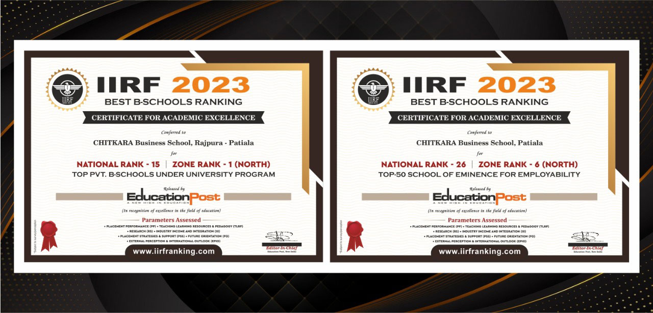 Chitkara Business School Continues To Shine In Prominent National Rankings 1 prominent National Rankings banner Chitkara University