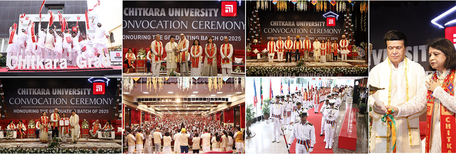 Graduates and faculty including Dr. Ashok and Dr. Madhu Chitkara at Chitkara Punjab’s 20th Convocation